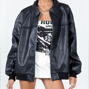 Faux Leather Bomber Jacket - Princess Polly